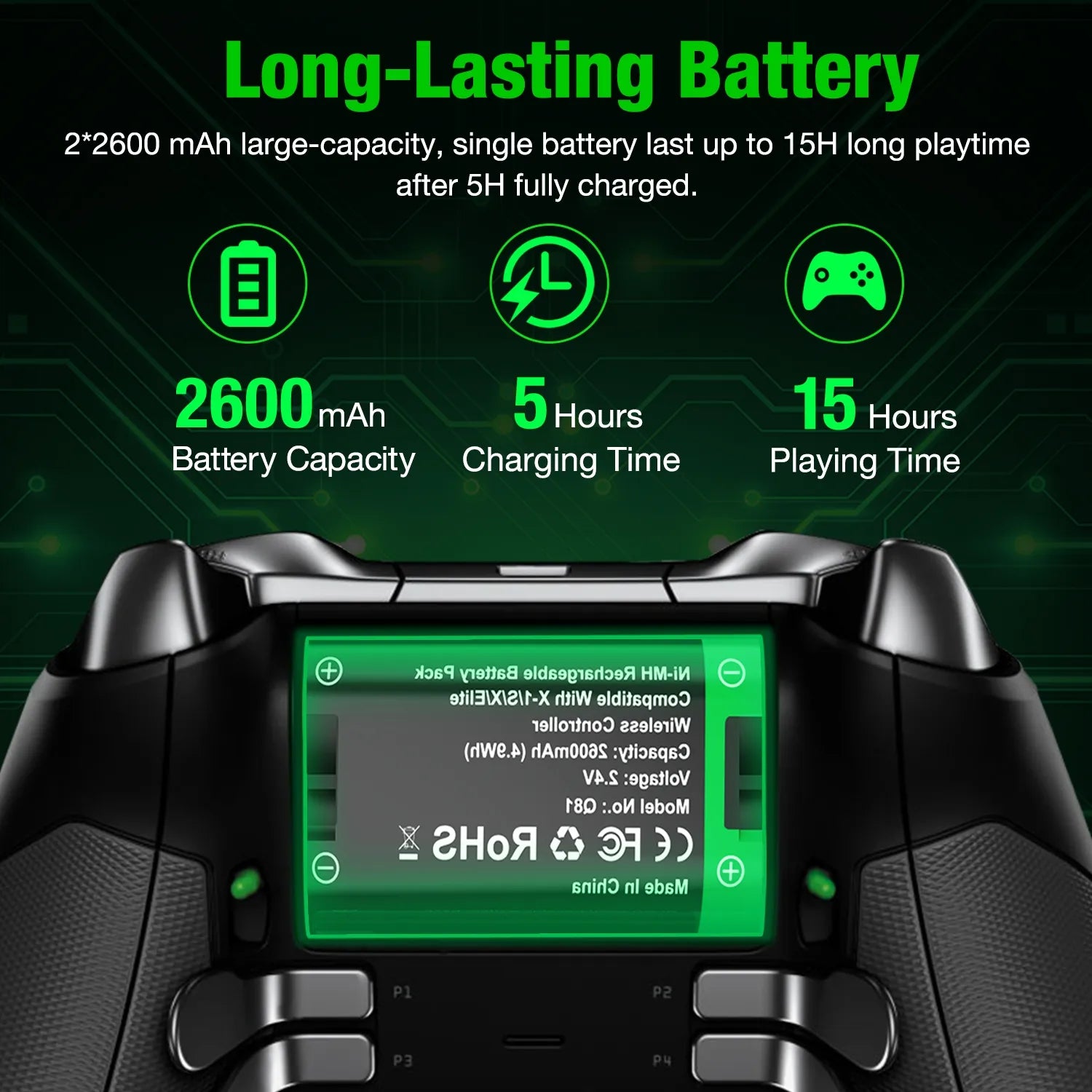 2 x2600mAh Rechargeable Xbox